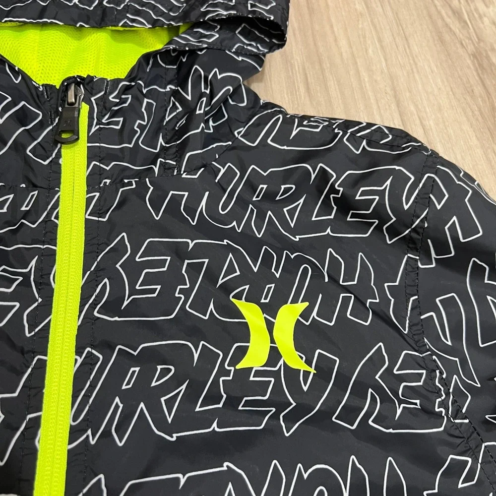 Hurley Youth Boys L 12-13 Yrs Lightweight Rain Windbreaker Hooded Jacket Coat